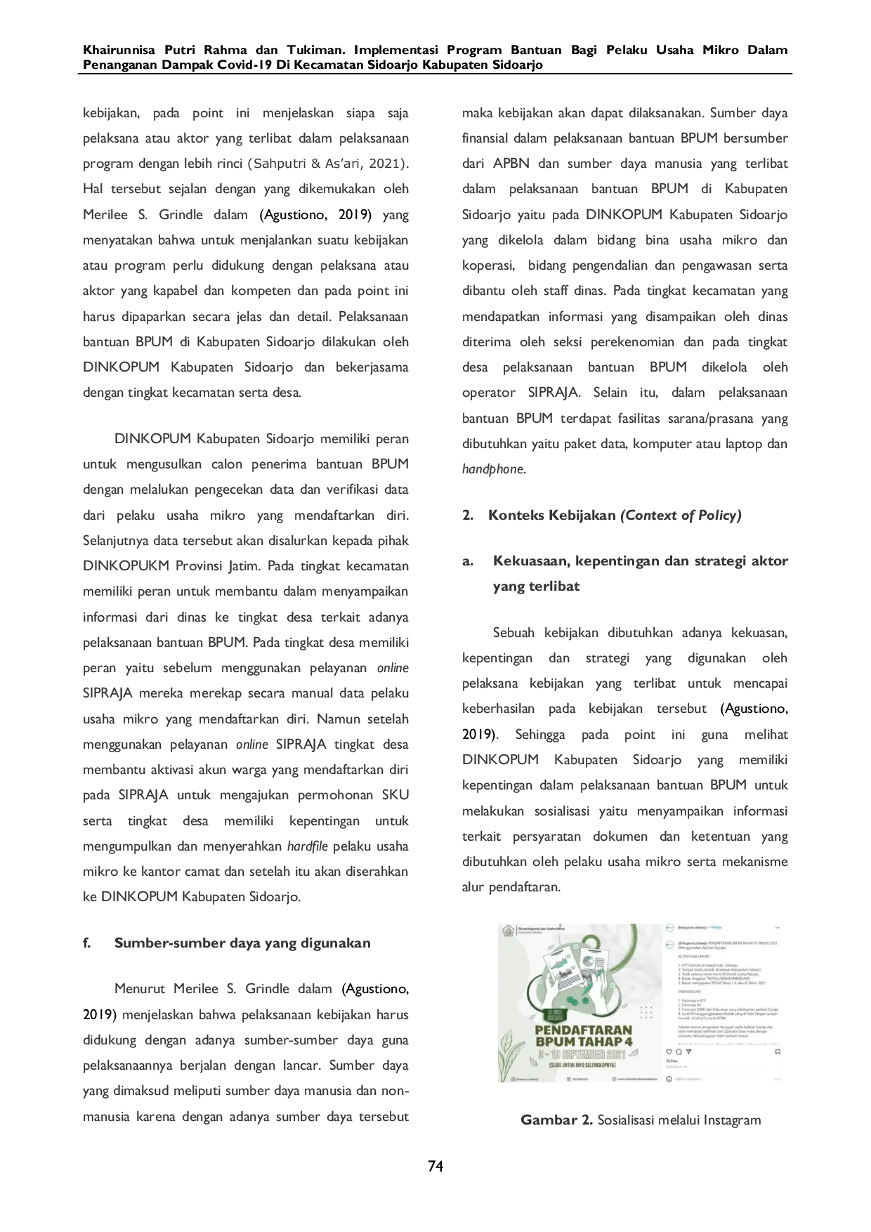 JURIS Implementasi Implementasi Program Bantuan Bagi Pelaku Usaha Mikro Dalam Penanganan Dampak Covid 19 di Kecamatan Sidoarjo Kabupaten Sidoarjo