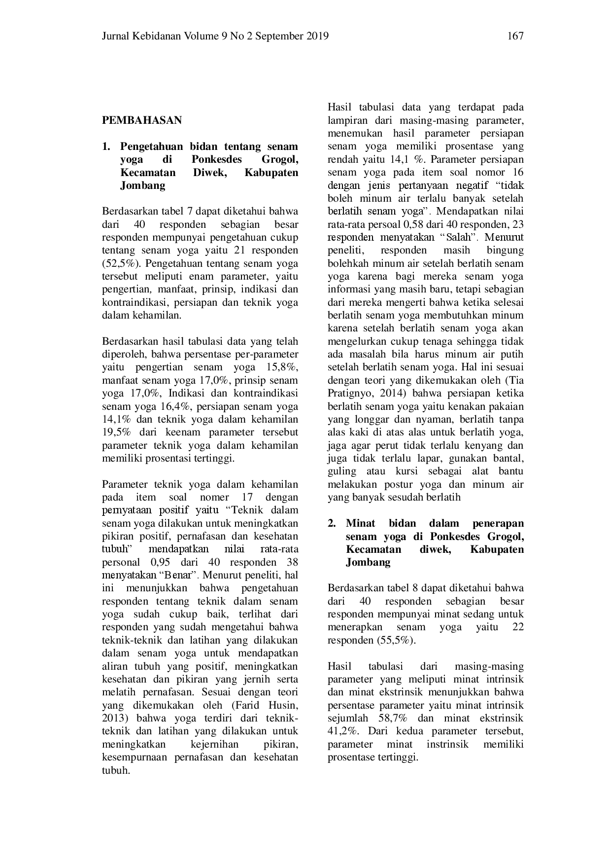 juris Hubungan Pengetahuan dengan Minat Ibu Hamil dalam Penerapan Senam Yoga