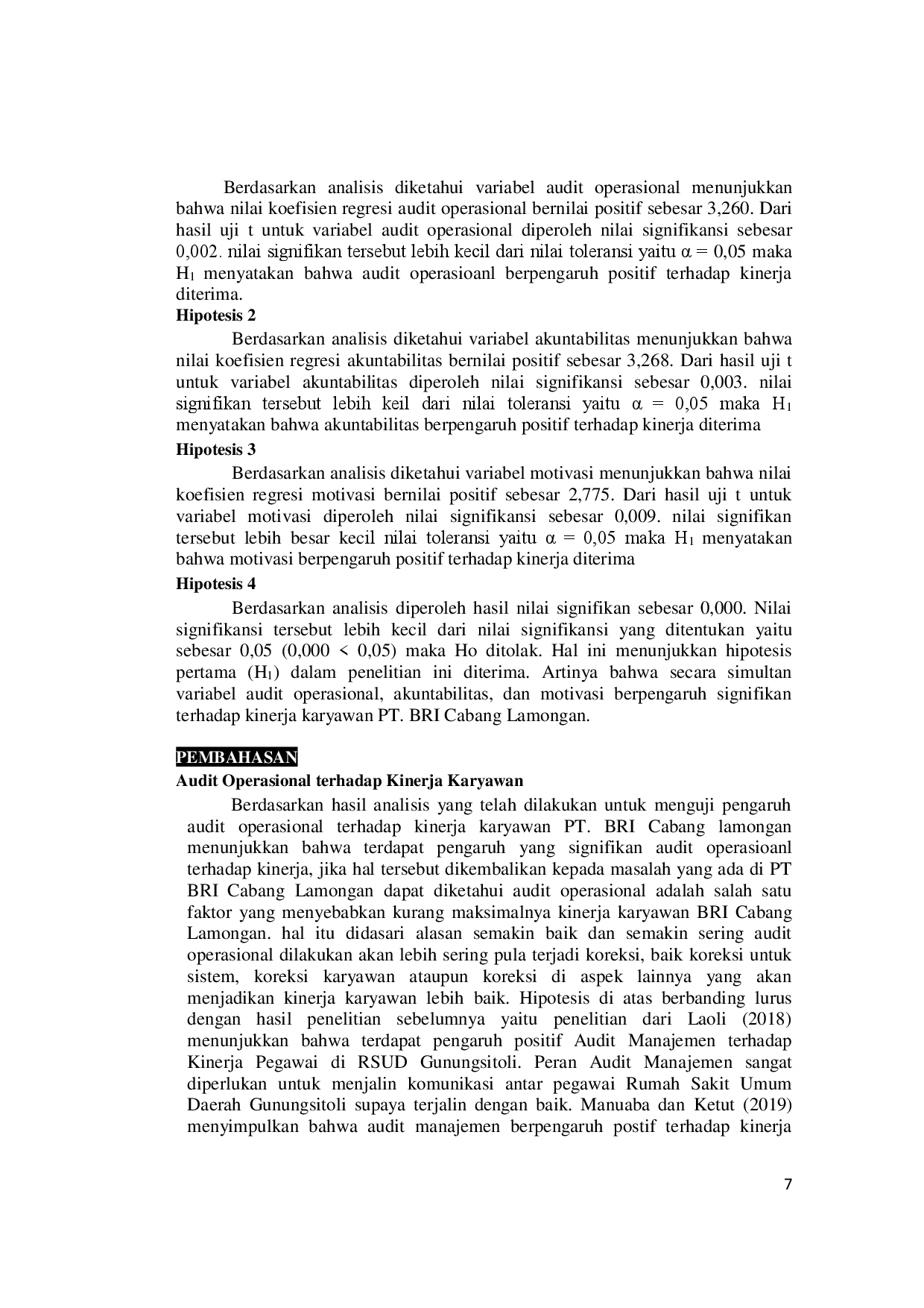 juris Audit Operasional Akuntabilitas Dan Motivasi Terhadap Kinerja Karyawan