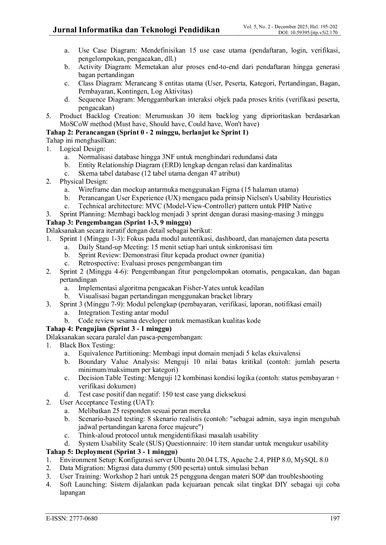 JURIS Rancang Bangun Aplikasi Turnamen Pencak Silat Berbasis Web Menggunakan Metode Agile