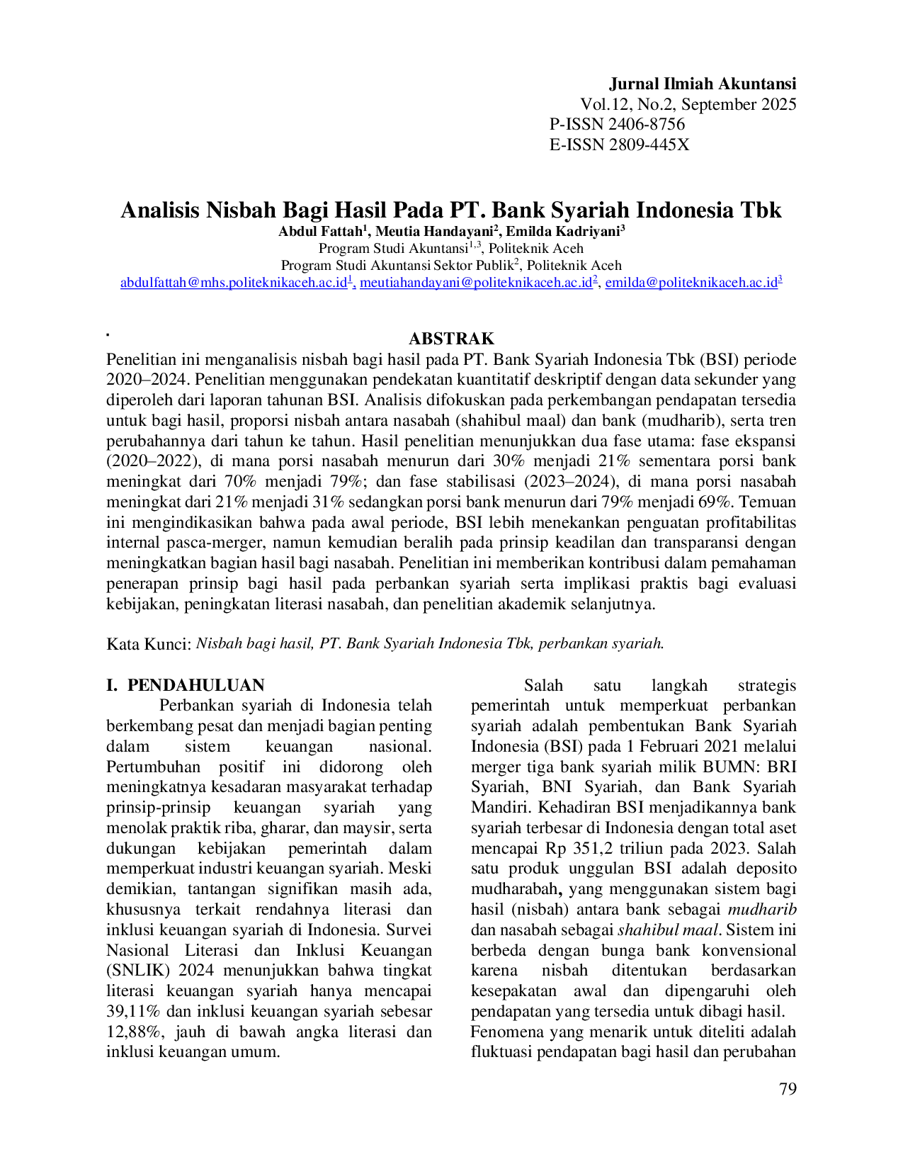 JURIS ANALISIS NISBAH BAGI HASIL PADA PT BANK SYARIAH INDONESIA Tbk
