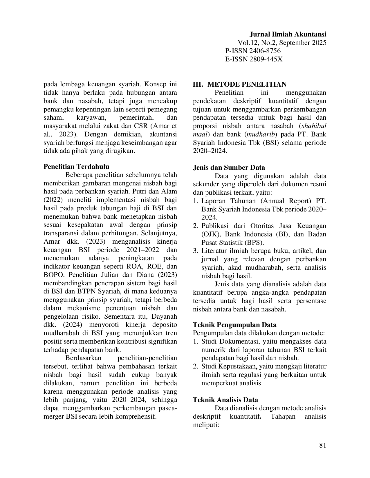 JURIS ANALISIS NISBAH BAGI HASIL PADA PT BANK SYARIAH INDONESIA Tbk