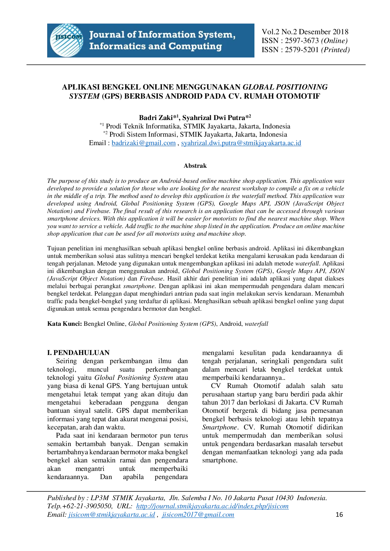juris Aplikasi Bengkel Online Menggunakan Global Positioning System Gps Berbasis Android Pada Cv Rumah Otomotif