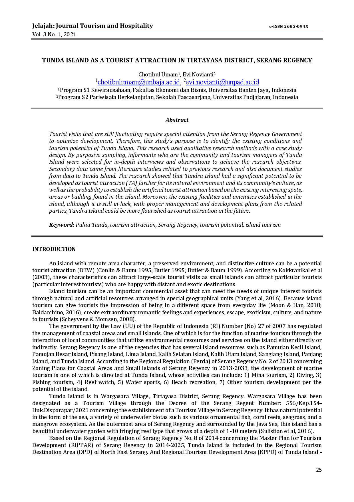 juris Tunda Island As A Tourist Attraction In Tirtayasa District Serang Regency