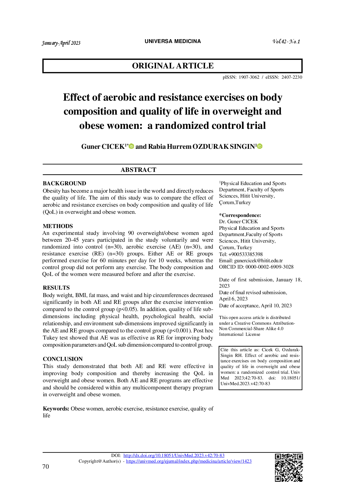 juris Effect of aerobic and resistance exercises on body composition and quality of life in overweight and obese women a randomized control trial