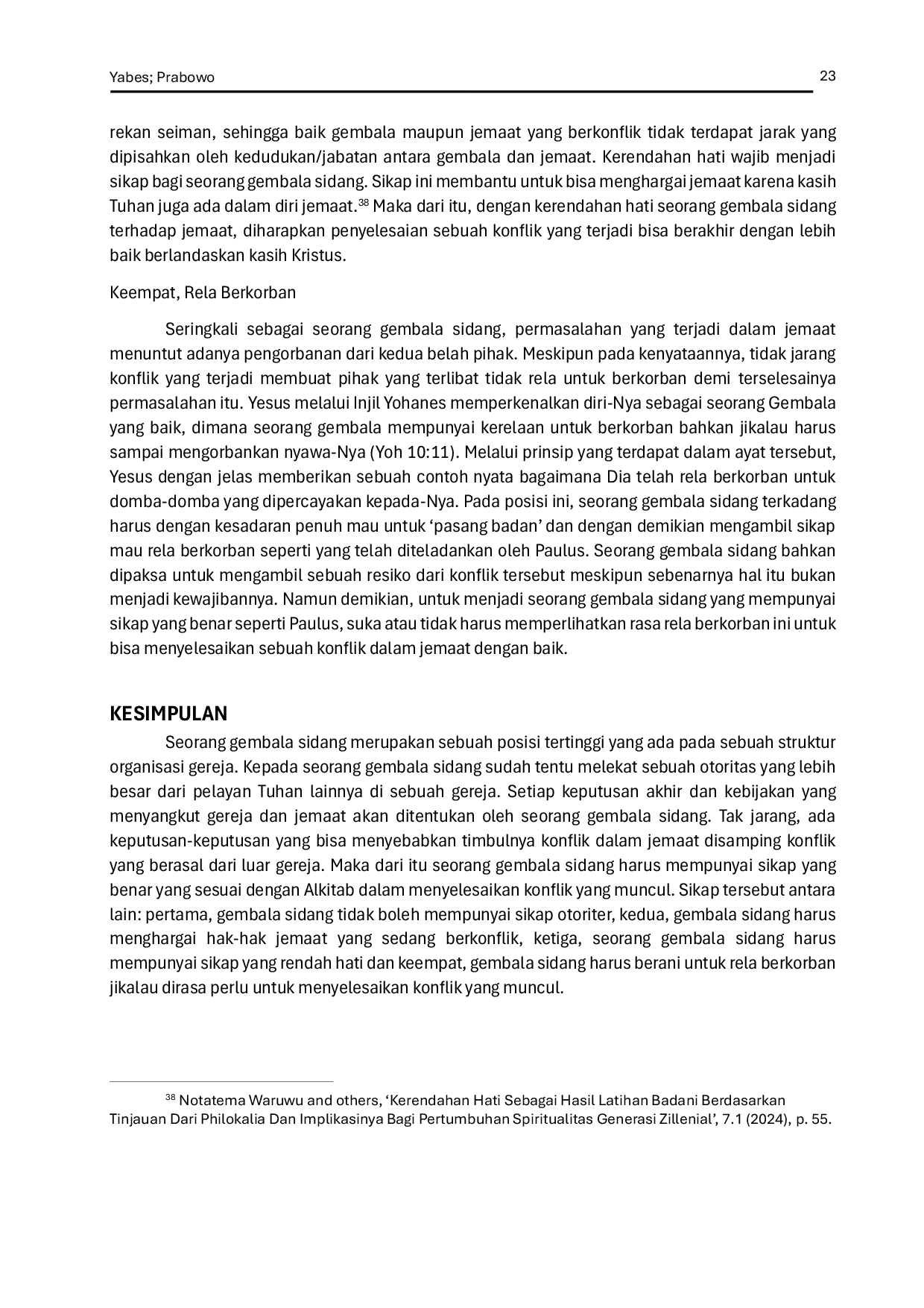 JURIS Sikap Paulus dalam Filemon 1 8 22 dan Implikasinya bagi Gembala Sidang dalam Menyelesaikan Konflik Jemaat