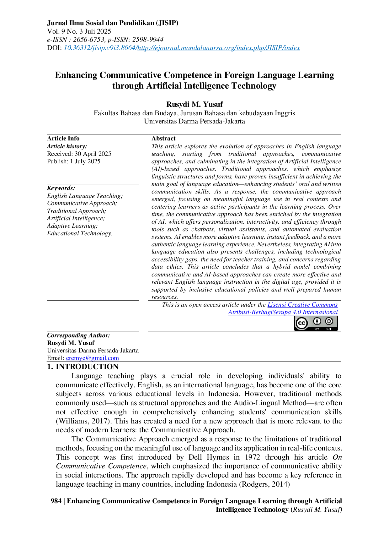 JURIS Enhancing Communicative Competence in Foreign Language Learning through Artificial Intelligence Technology