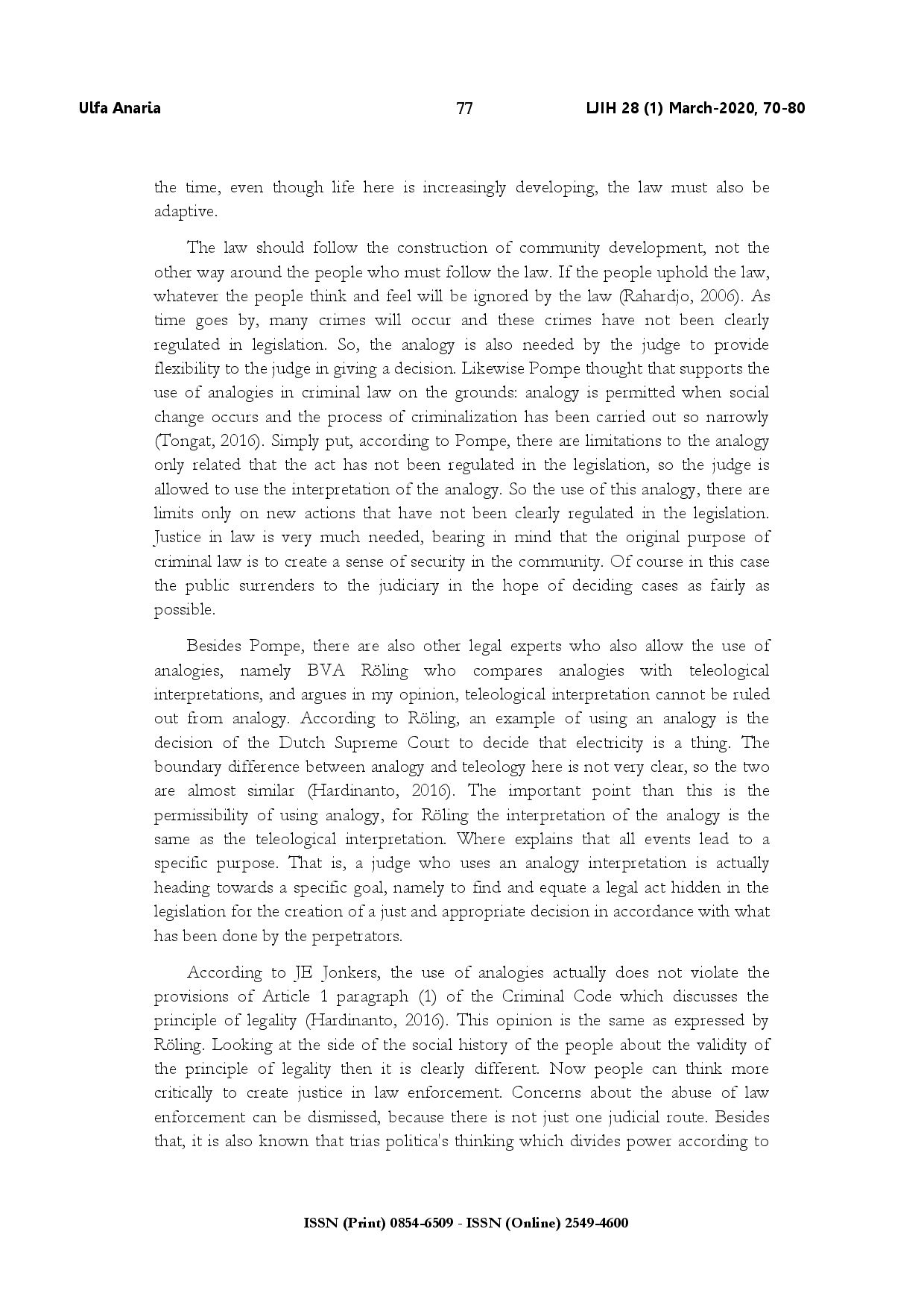 juris Analogy interpretation for renewal criminal justice in Indonesia