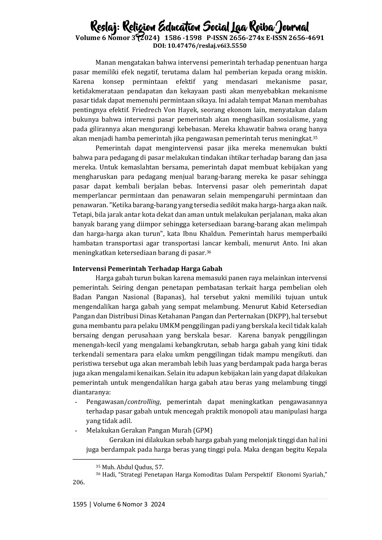 JURIS Intervensi Pemerintah terhadap Harga Gabah