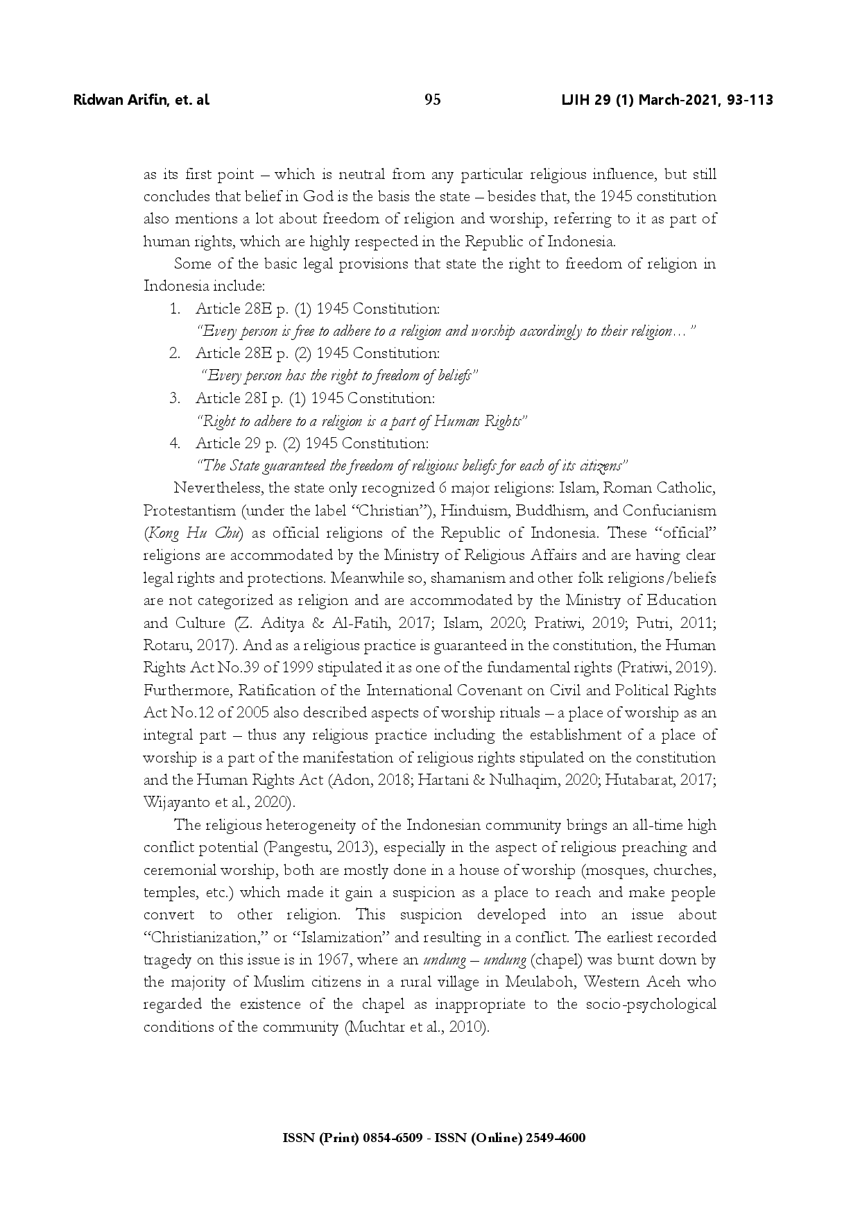 juris The adversity on establishing places of worship has religious freedom failed in Indonesia