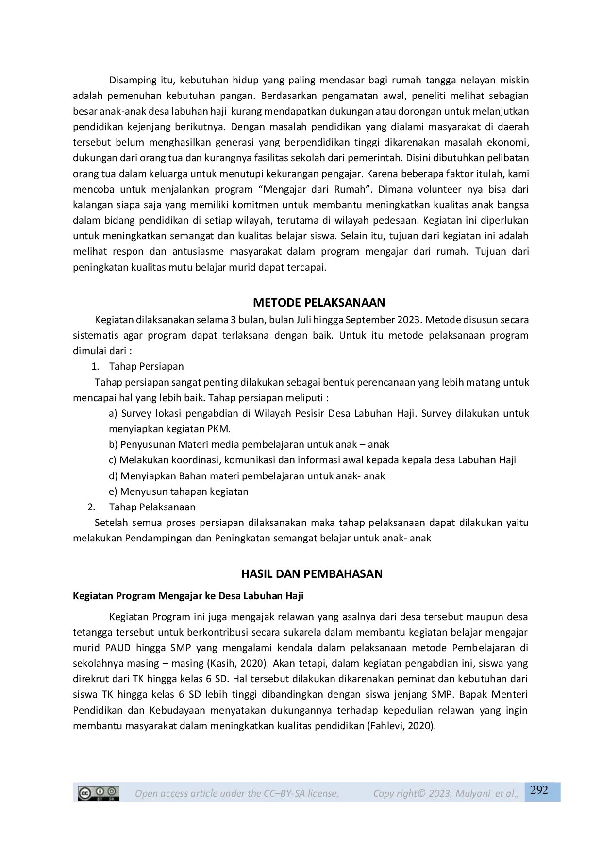 JURIS Upaya Peningkatan Semangat Belajar Anak Di Wilayah Pesisir Desa Labuhan Haji Lombok Timur