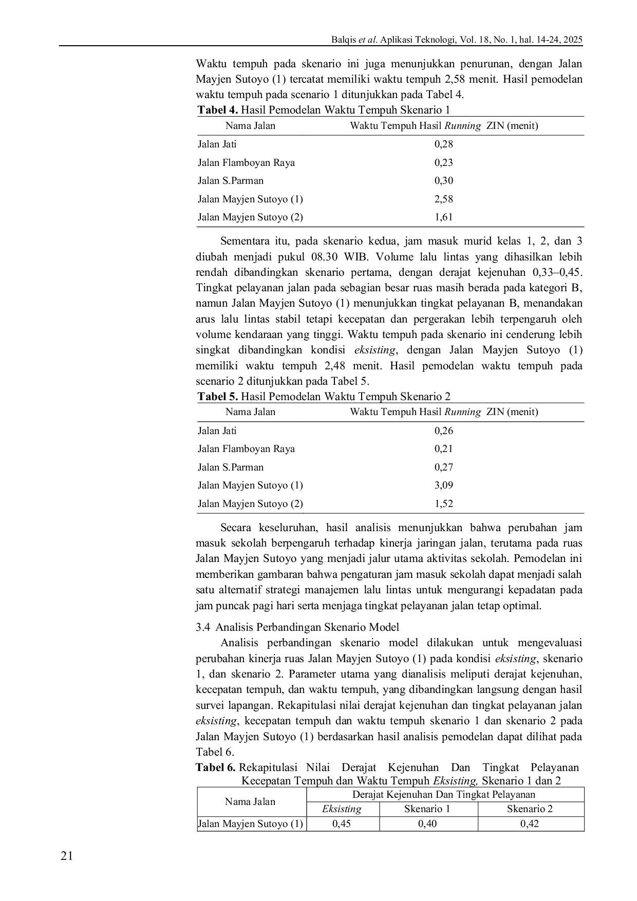 JURIS Analisis Sensitivitas Kinerja Ruas Jalan Akibat Aktivitas Sekolah IT Rabbani Pada Jalan Mayjen Sutoyo Kota Bengkulu