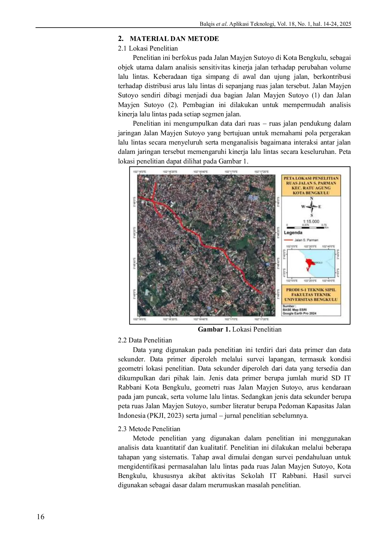 JURIS Analisis Sensitivitas Kinerja Ruas Jalan Akibat Aktivitas Sekolah IT Rabbani Pada Jalan Mayjen Sutoyo Kota Bengkulu