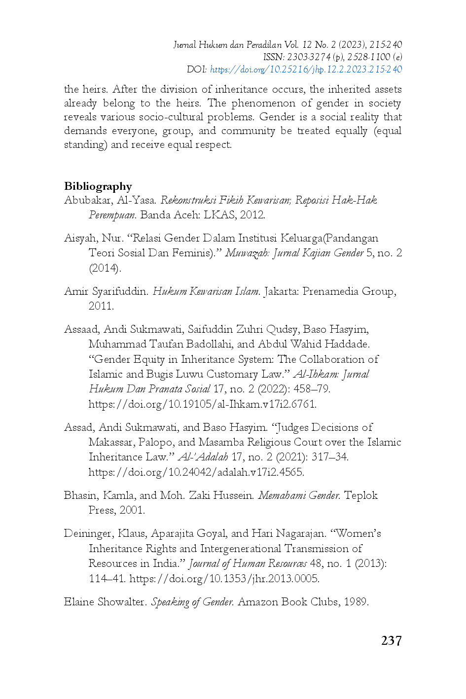 juris Development Model of Gender Equality Study in Inheritance Distribution of Tanah Luwu Communities