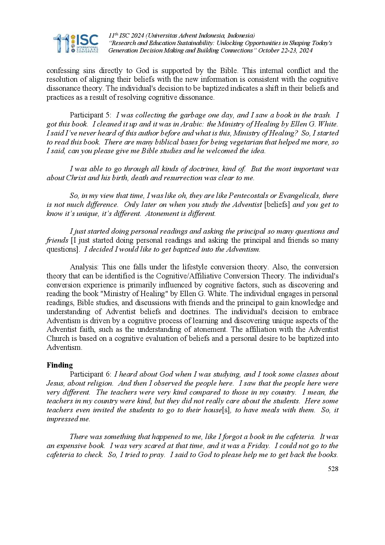 juris Factors Influencing the Conversion to the Seventh day Adventist Church A Narrative Inquiry Study