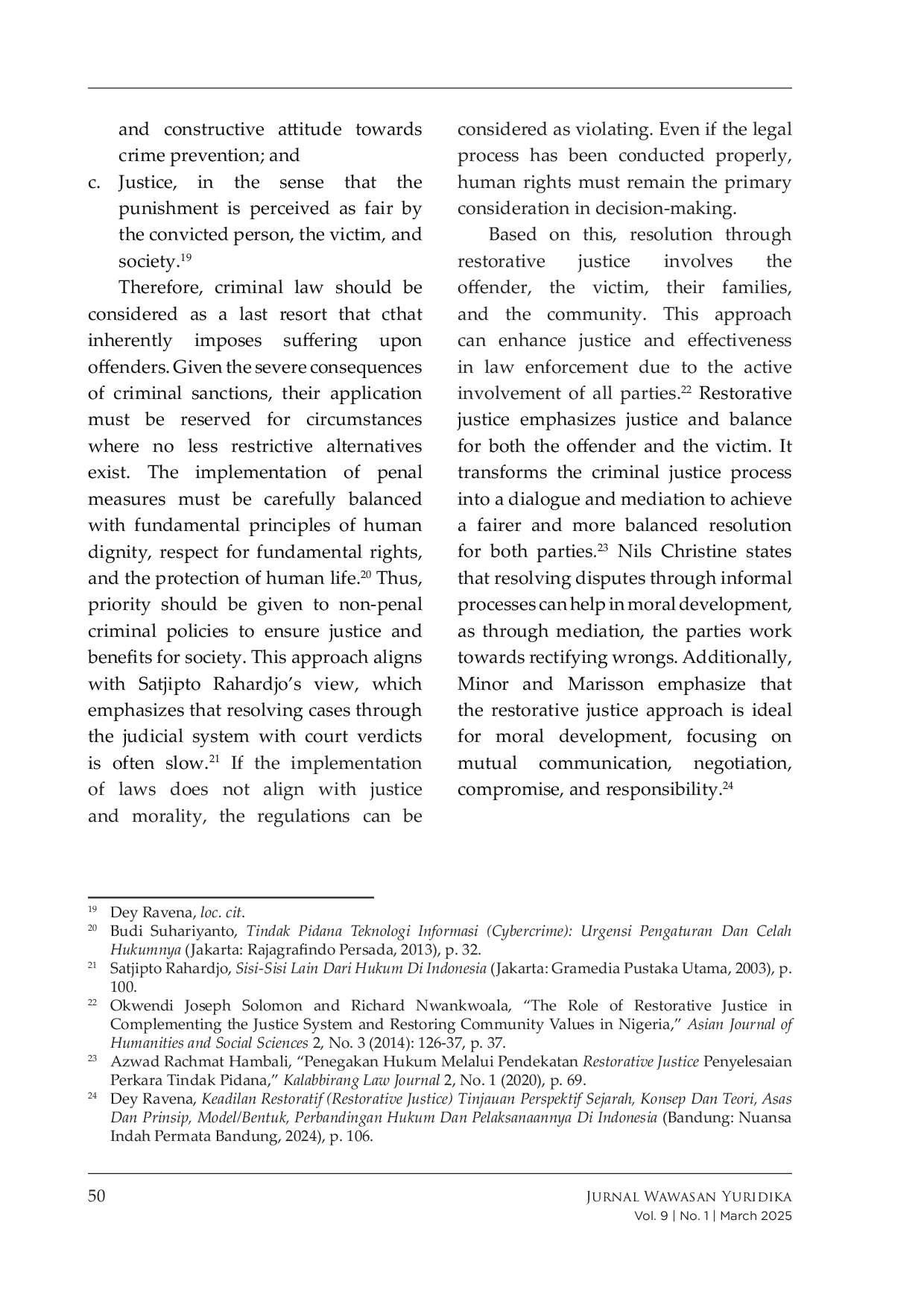 JURIS Alternatives to Imprisonment as an Effort to Overcome Overcrowding in Correctional Institutions