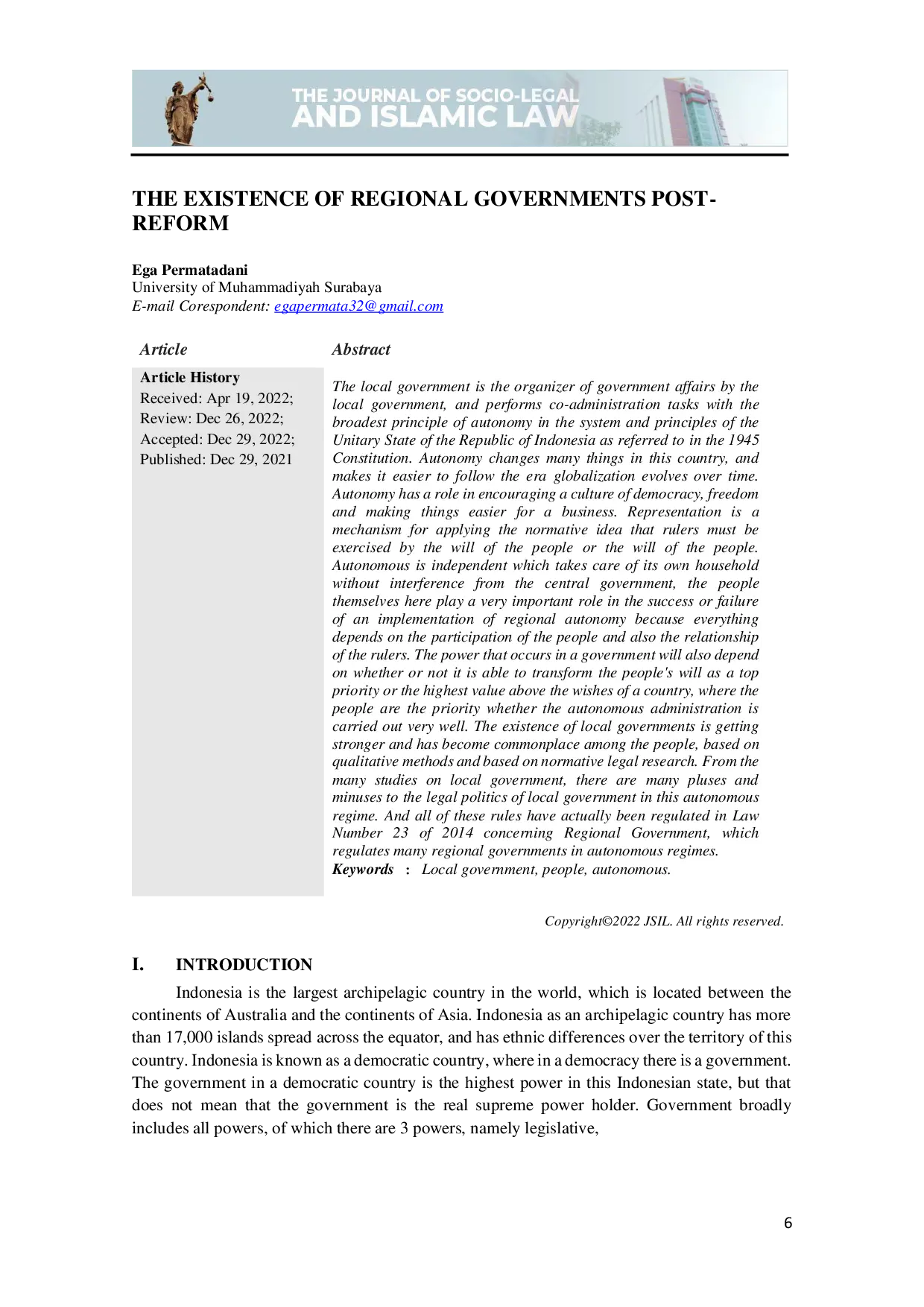 JURIS The Existence Of Regional Governments Post Reform