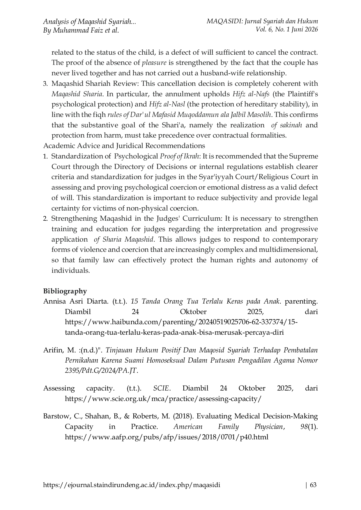 JURIS Analysis of Maqashid Syariah on Marriage Annulment Due to Psychological Coercion Critical Study of the Ratio Decidendi of the Jantho Sharia Court Decision Number 226 Pdt G 2024 MS Jth