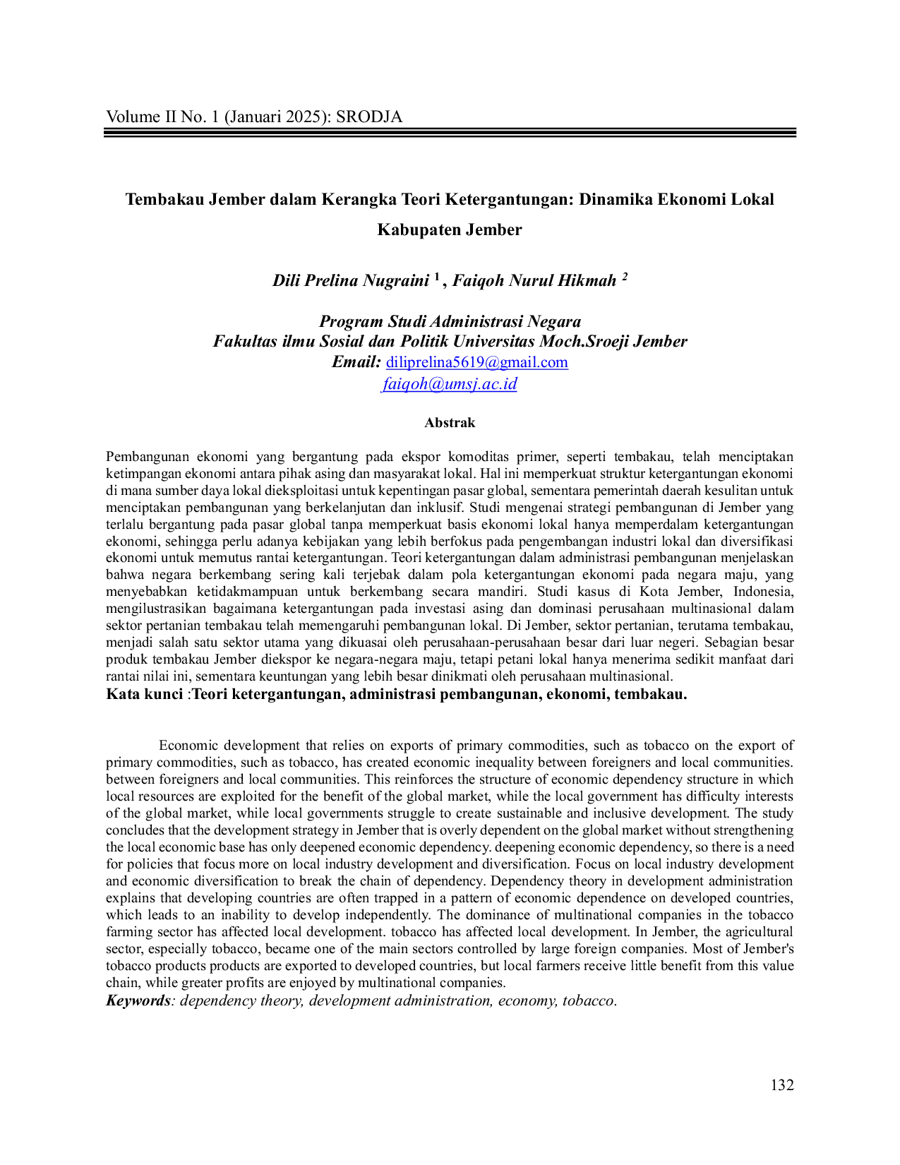 JURIS Tembakau Jember dalam Kerangka Teori Ketergantungan Dinamika Ekonomi Lokal Kabupaten Jember