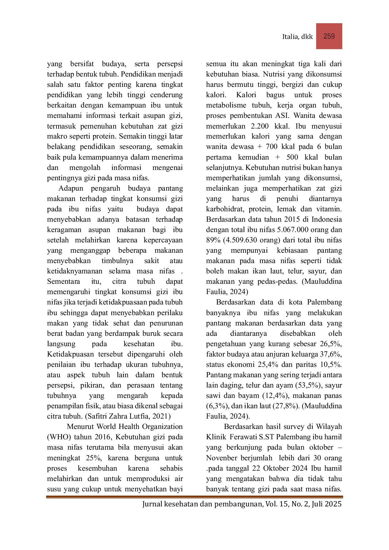 JURIS Pengaruh Media Booklet Terhadap Pengetahuan Gizi Ibu Dalam Menghadapi Masa Nifas Di Klinik Ferawati S ST Palembang Tahun 2024