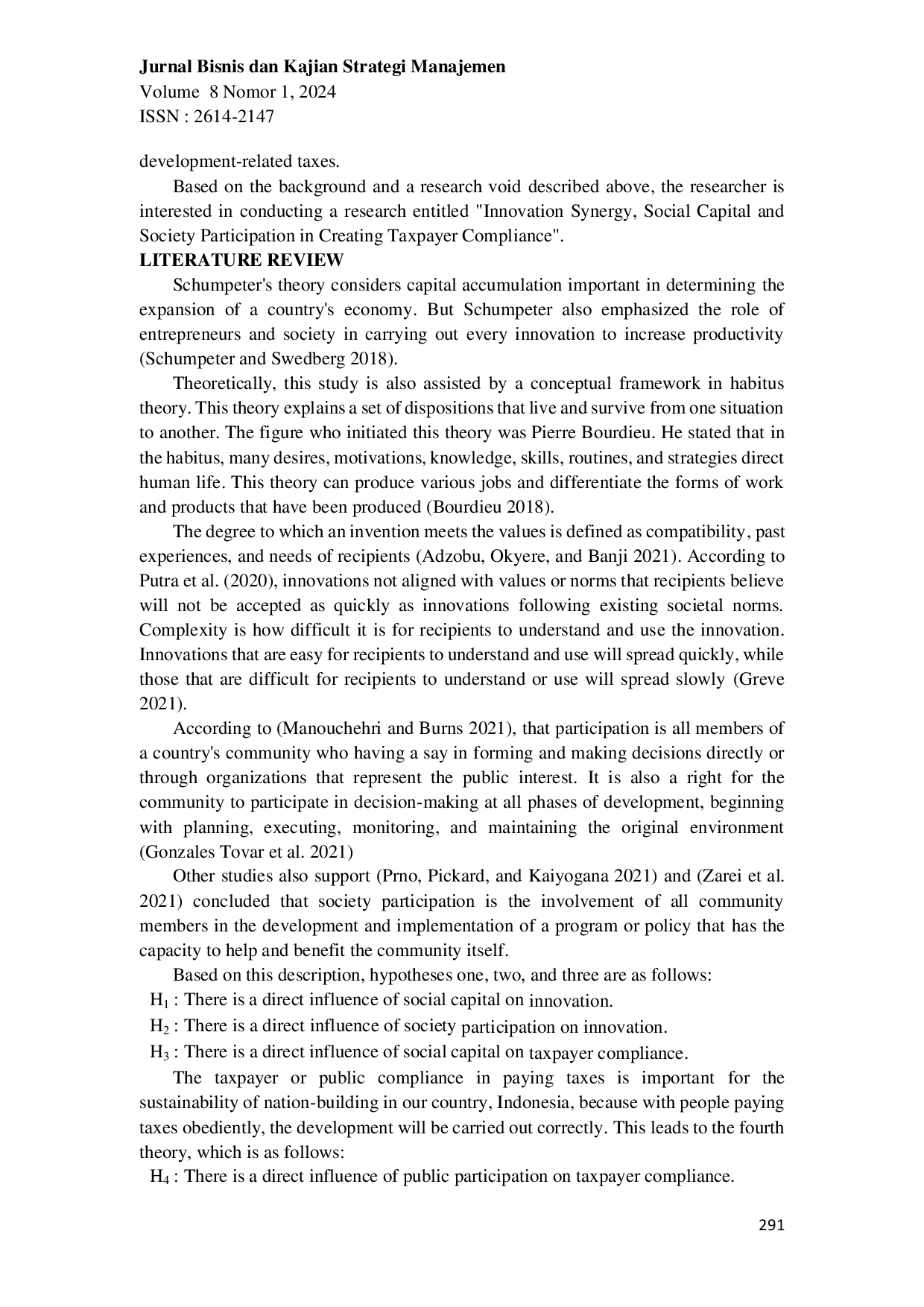 JURIS Innovation Synergy Social Capital and Society Participation in Creating Taxpayer Compliance