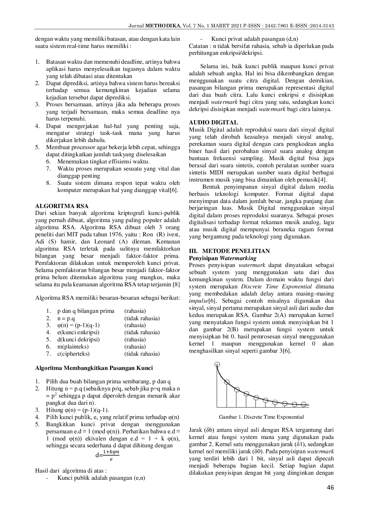 JURIS Optimasi Ketahanan Watermarking Audio Digital Menggunakan Algoritma RSA Dan MSB