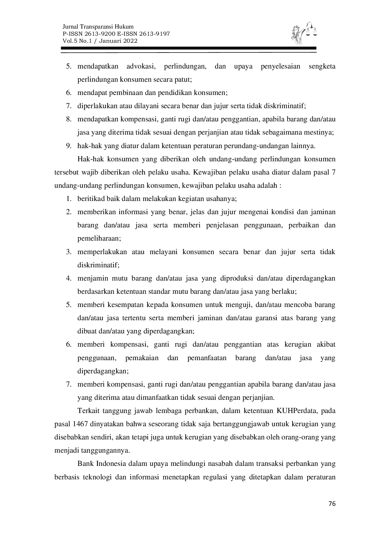 JURIS Tanggung Jawab Bank Sebagai Wujud Perlindungan Hukum Bagi Nasabah Kontrak Perbankan