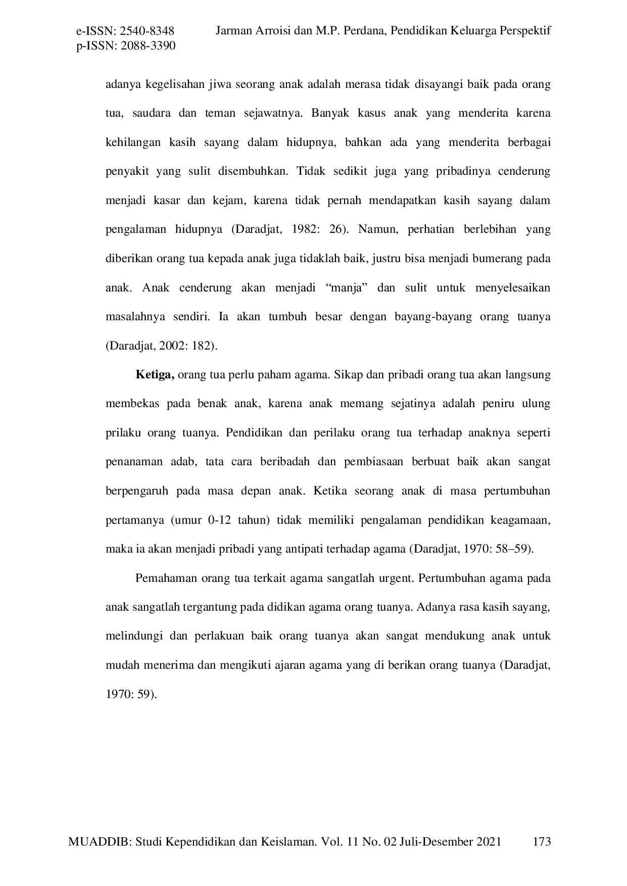 JURIS Pendidikan Keluarga Perspektif Barat dan Islam Kajian Psikologi Keluarga Menurut Zakiah Daradjat