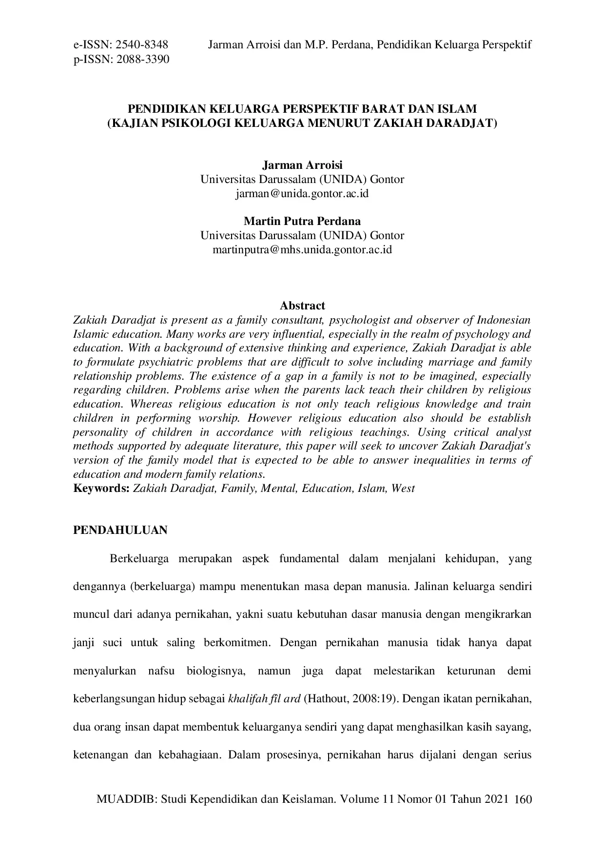 JURIS Pendidikan Keluarga Perspektif Barat dan Islam Kajian Psikologi Keluarga Menurut Zakiah Daradjat