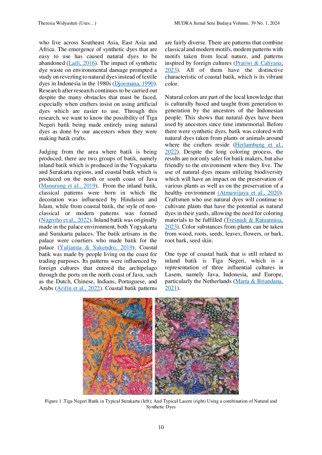 JURIS Uses Of Natural Dyes To Develop Tiga Negeri Batik