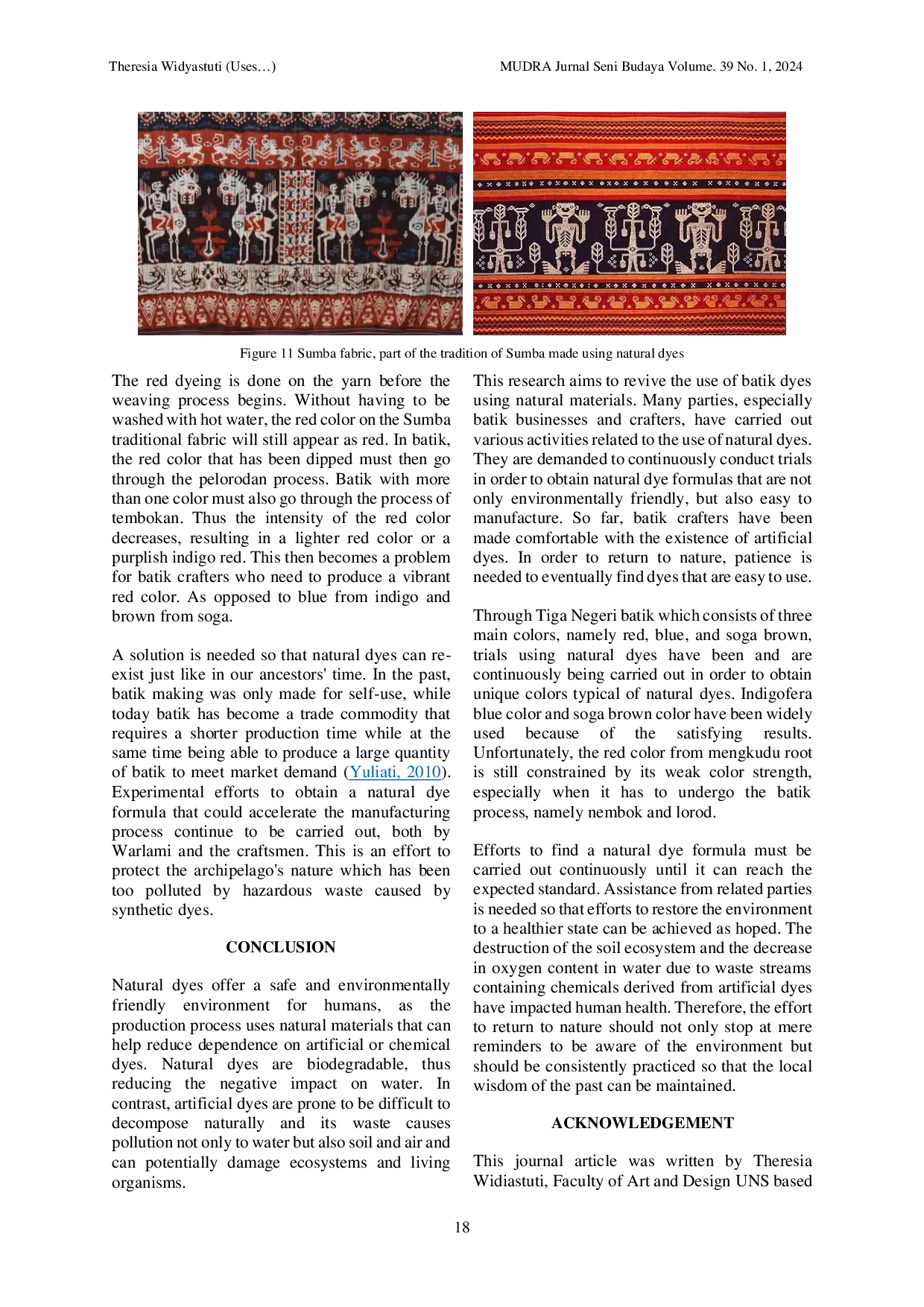 JURIS Uses Of Natural Dyes To Develop Tiga Negeri Batik