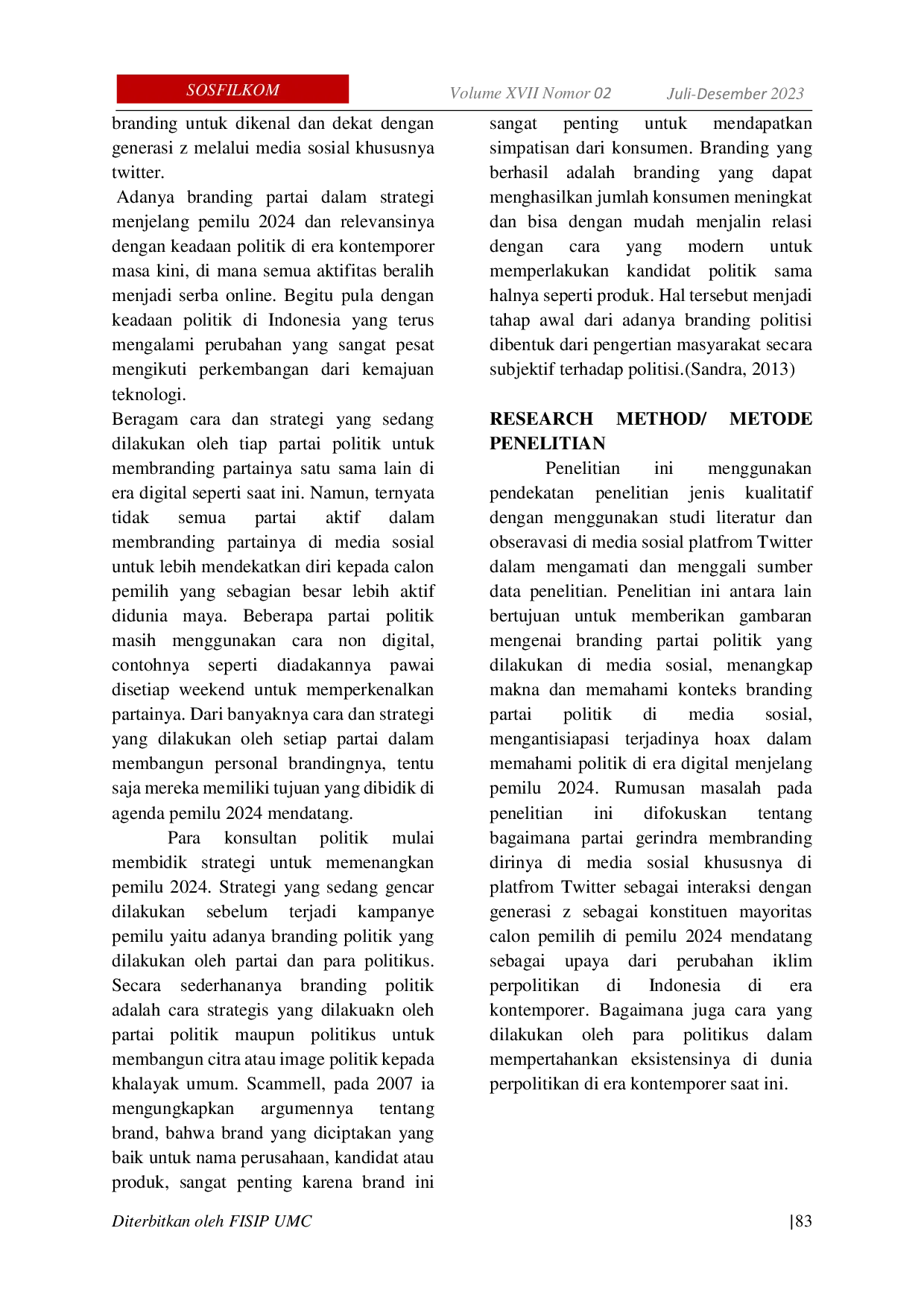 JURIS Branding Partai Gerindra Di Platfrom Twitter Dalam Menghadapi Pemilu 2024 Sebagai Sarana Perubahan Politik Kontemporer Di Indonesia