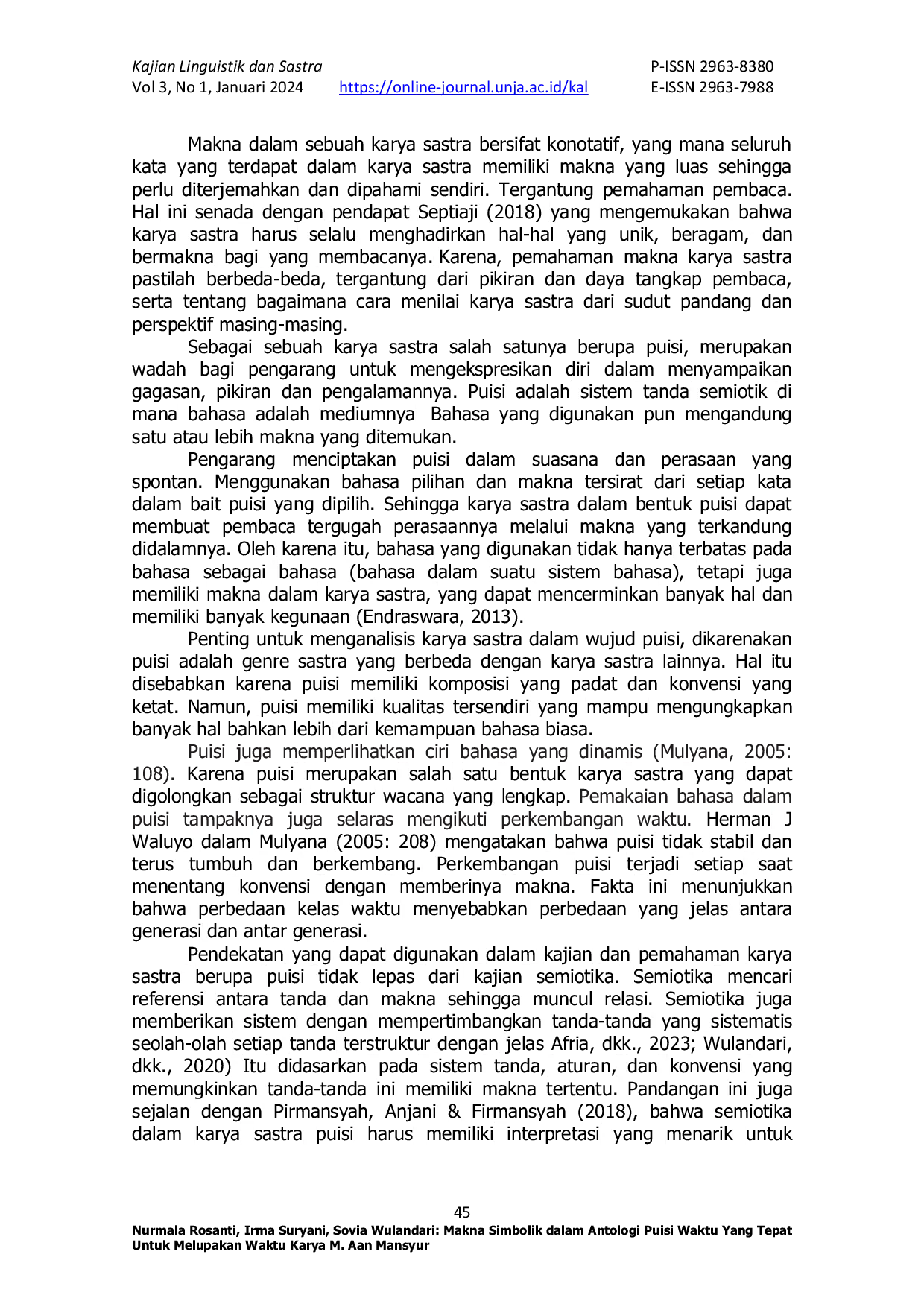 JURIS Makna Simbolik dalam Antologi Puisi Waktu Yang Tepat Untuk Melupakan Waktu Karya M Aan Mansyur