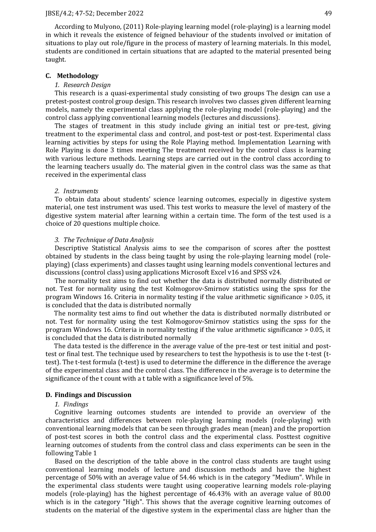 JURIS The Effect of The Role Playing Model on Student Learning Outcomes of SMP Negeri 2 Wundulako