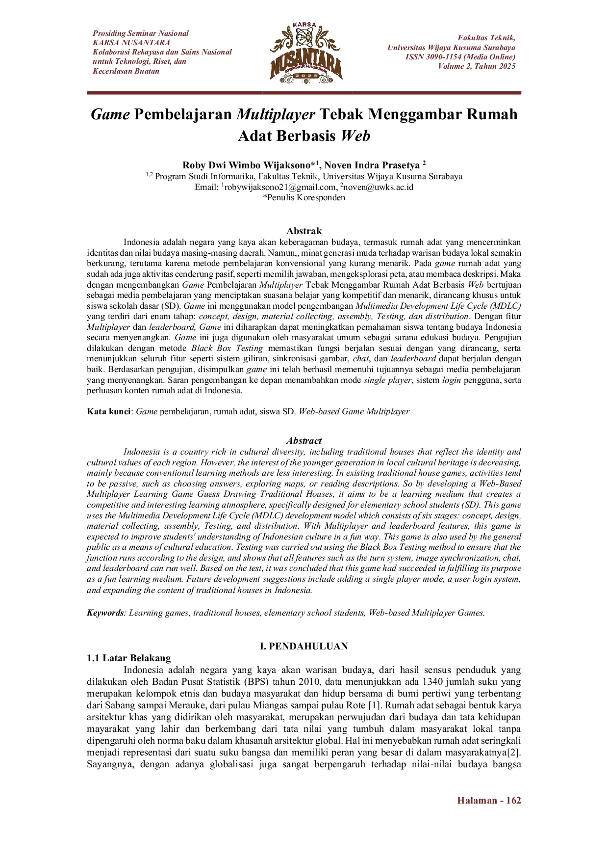 JURIS Game Pembelajaran Multiplayer Tebak Menggambar Rumah Adat Berbasis Web