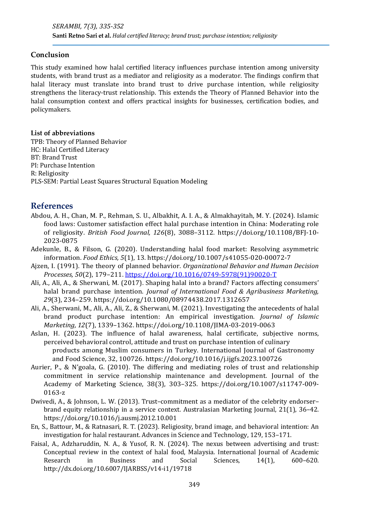 JURIS No pork no lard no trust examining halal literacy brand trust and religiosity in Indonesia s halal market