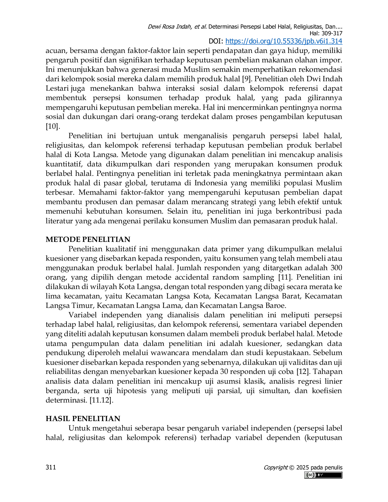 JURIS Determinasi Persepsi Label Halal Religiusitas Dan Pengaruh Kelompok Referensi Dalam Keputusan Pembelian Produk Berlabel Halal Di Kota Langsa