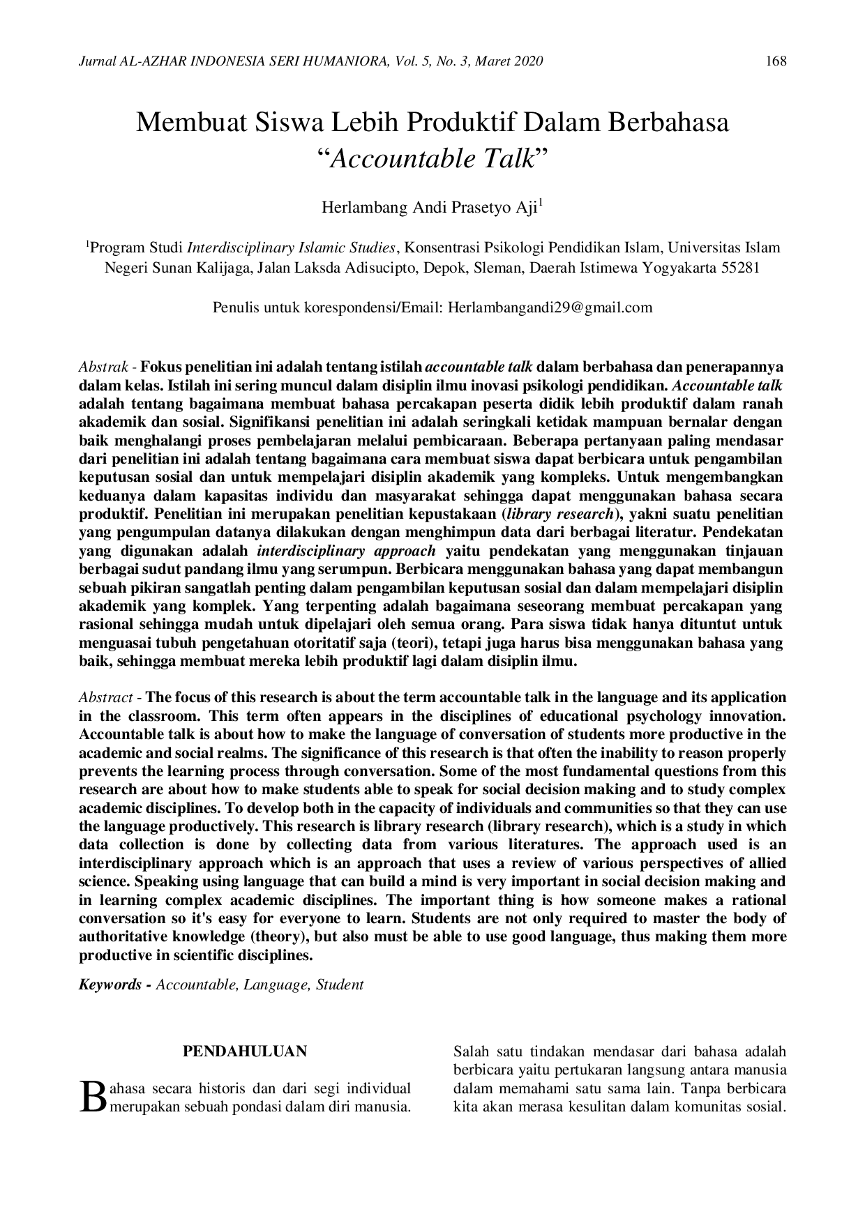 JURIS Membuat Siswa Lebih Produktif Dalam Berbahasa Accountable Talk Ay