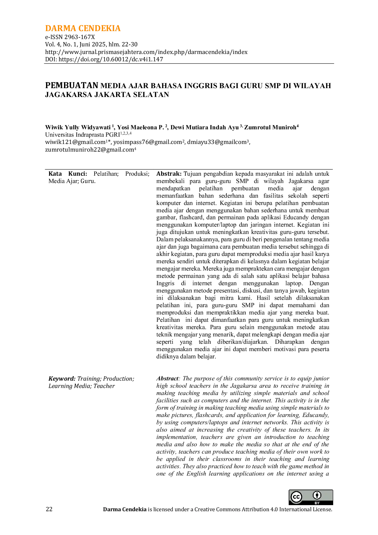 JURIS Pembuatan Media Ajar Bahasa Inggris Bagi Guru Smp Di Wilayah Jagakarsa Jakarta Selatan