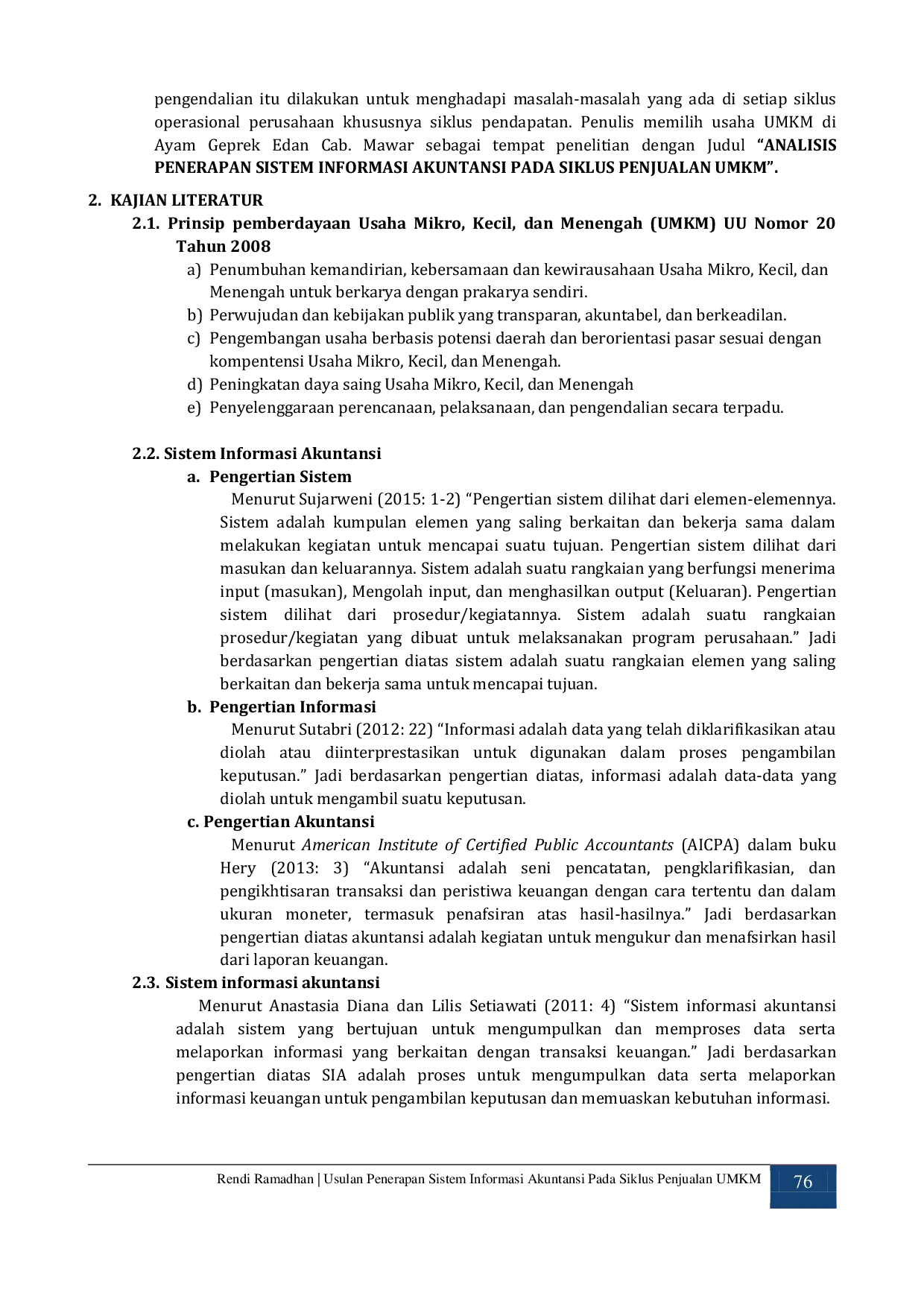 JURIS Usulan Penerapan Sistem Informasi Akuntansi Pada Siklus Penjualan Umkm