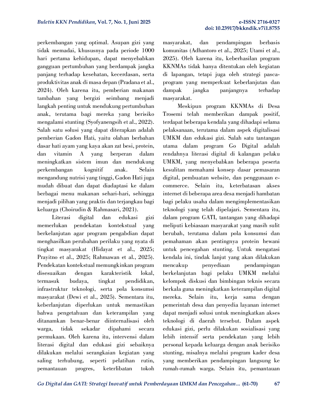 JURIS Go Digital dan GATI Strategi Inovatif untuk Pemberdayaan UMKM dan Pencegahan Stunting di Desa Trosemi