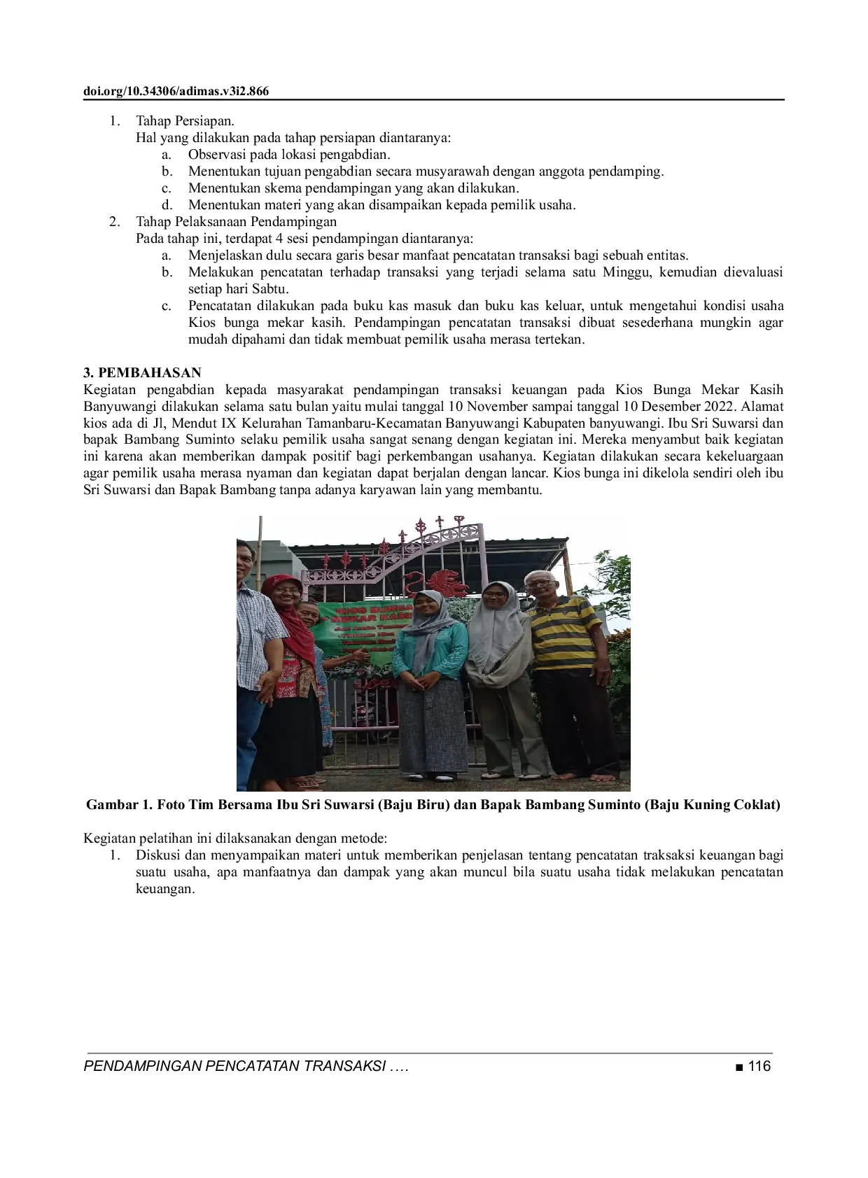 JURIS Pendampingan Pencatatan Transaksi Keuangan pada Kios Bunga Mekar Kasih Banyuwangi