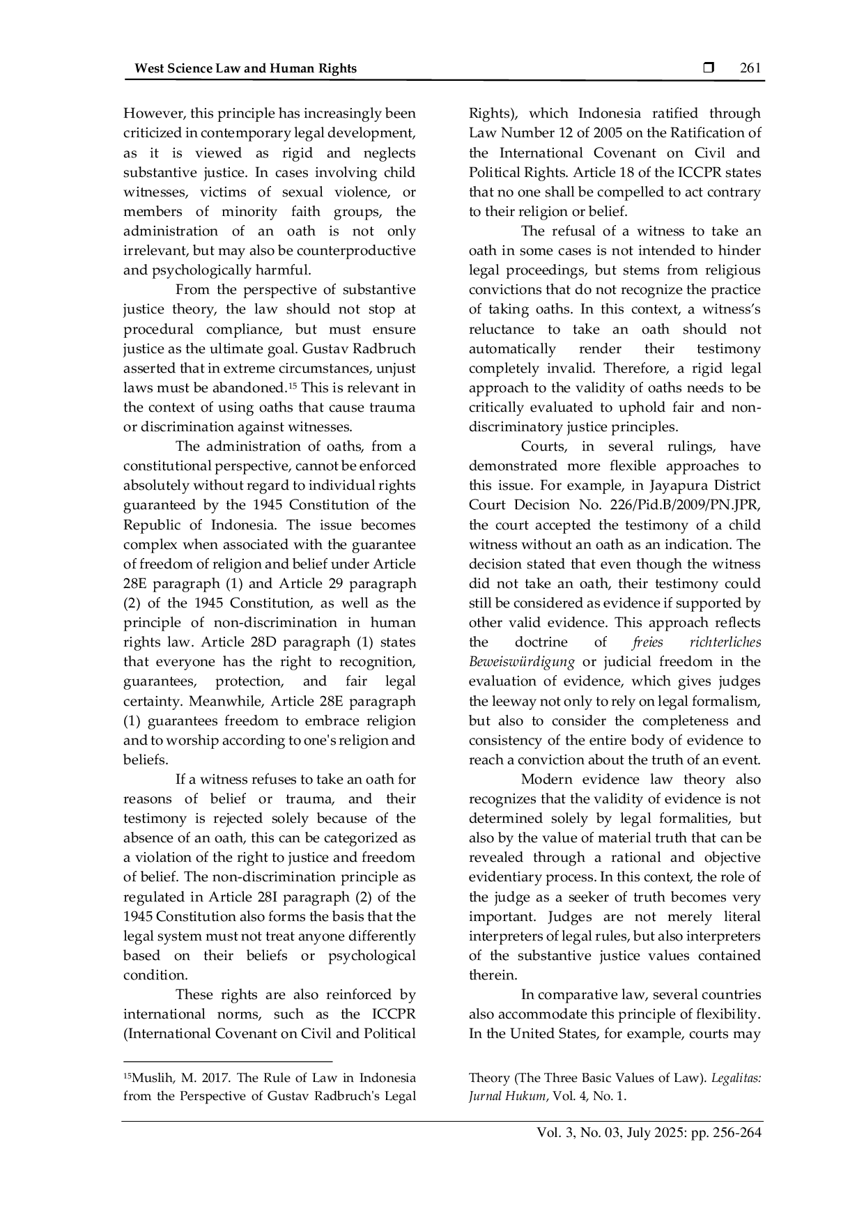 JURIS Juridical Review of Witness Evidence in Criminal Case Trials Who Refuse to Take an Oath