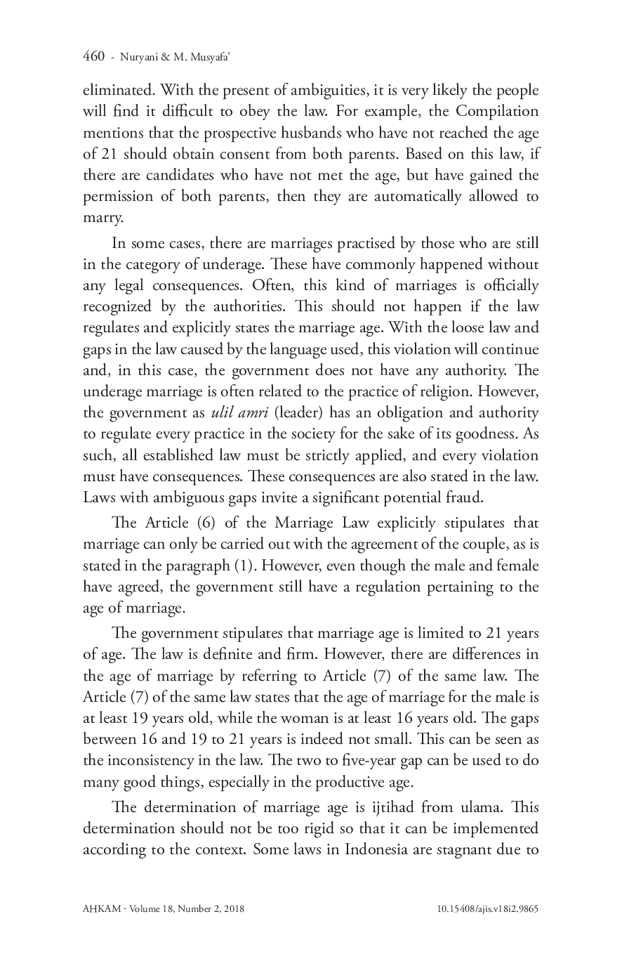 juris Linguistic Review on Marriage Age Regulation