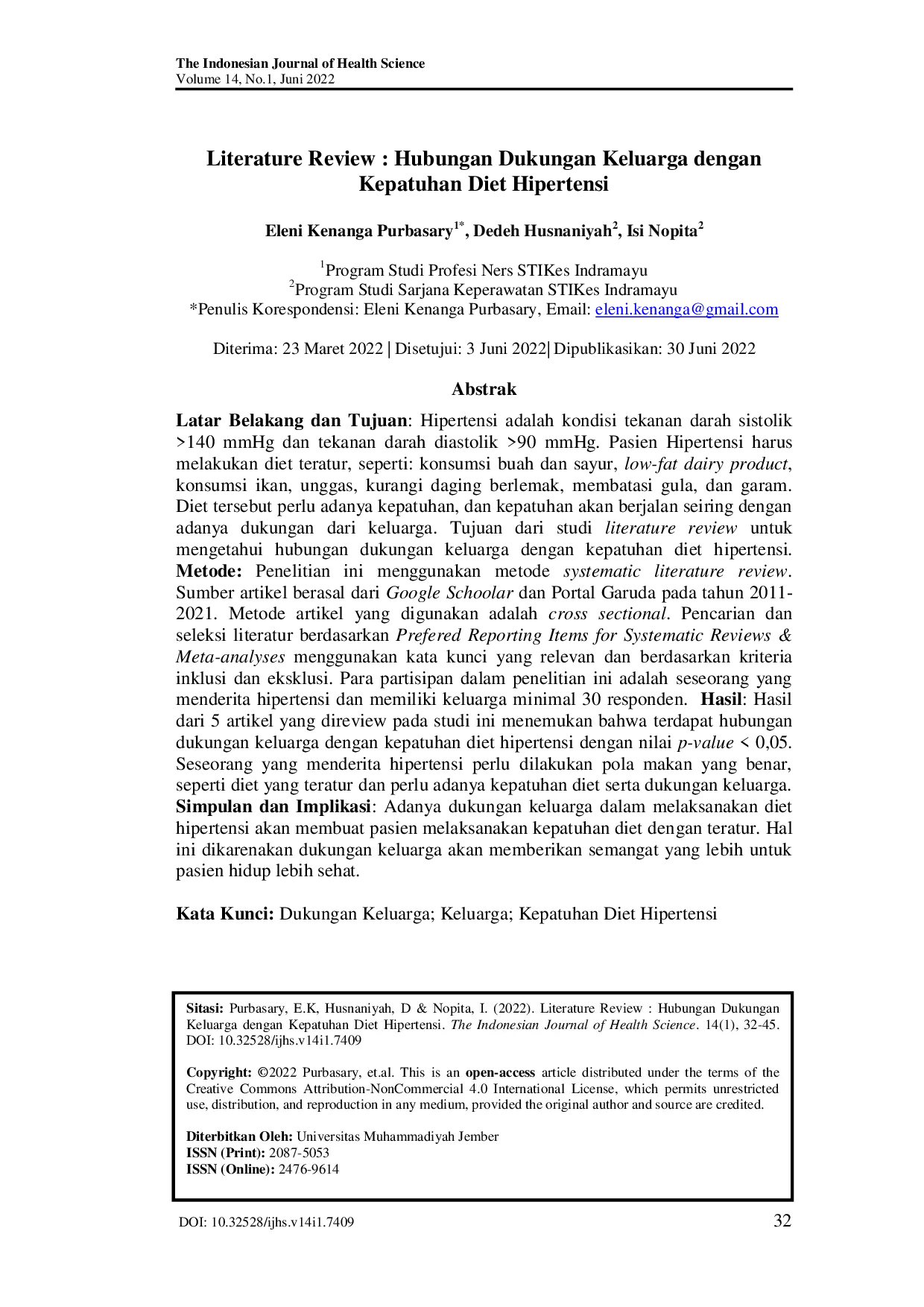 JURIS Literature Review Hubungan Dukungan Keluarga dengan Kepatuhan Diet Hipertensi