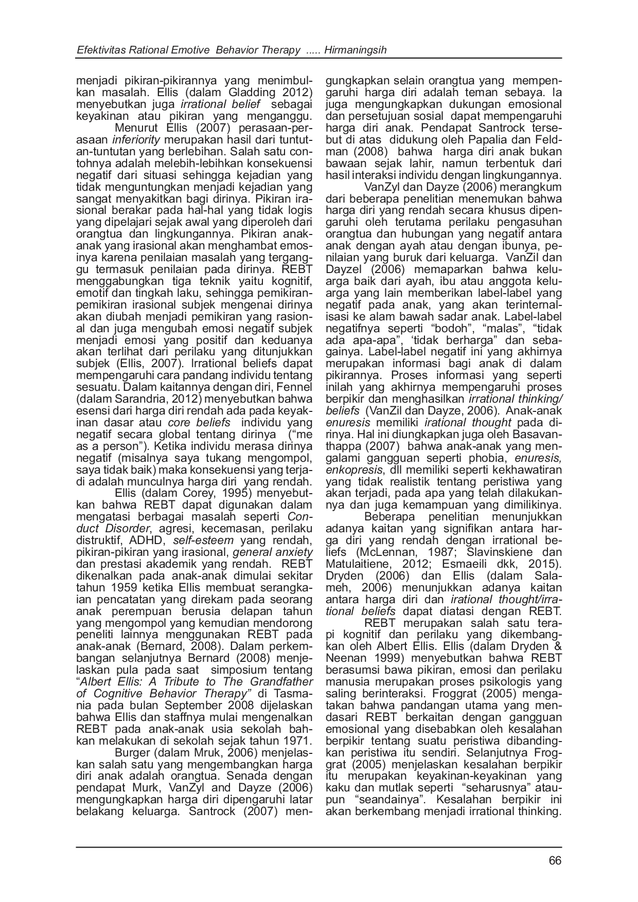 JURIS Efektivitas Rational Emotive Behavior Therapy Untuk Meningkatkan Harga Diri Pada Anak Enuresis