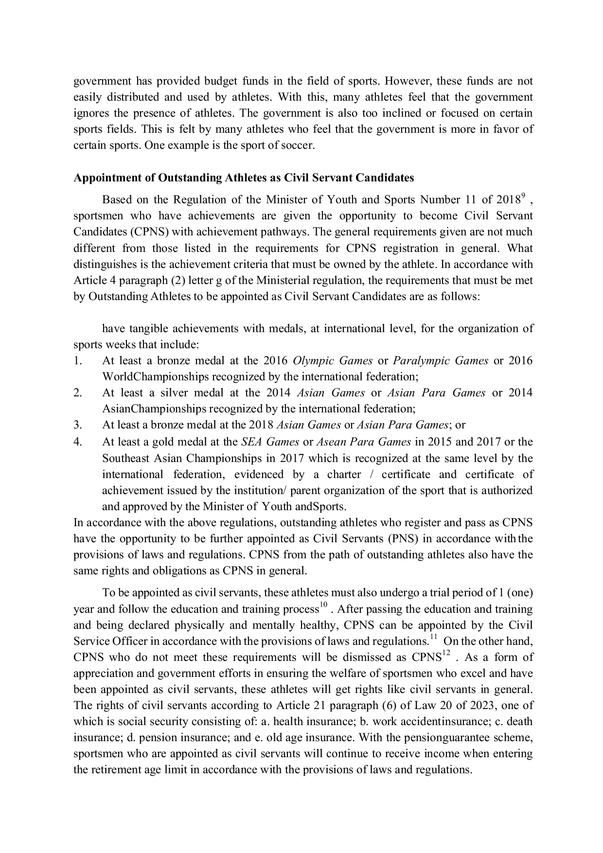 JURIS Pension Guarantee Protection For Athletes Based On Statutory Regulations In Indonesia