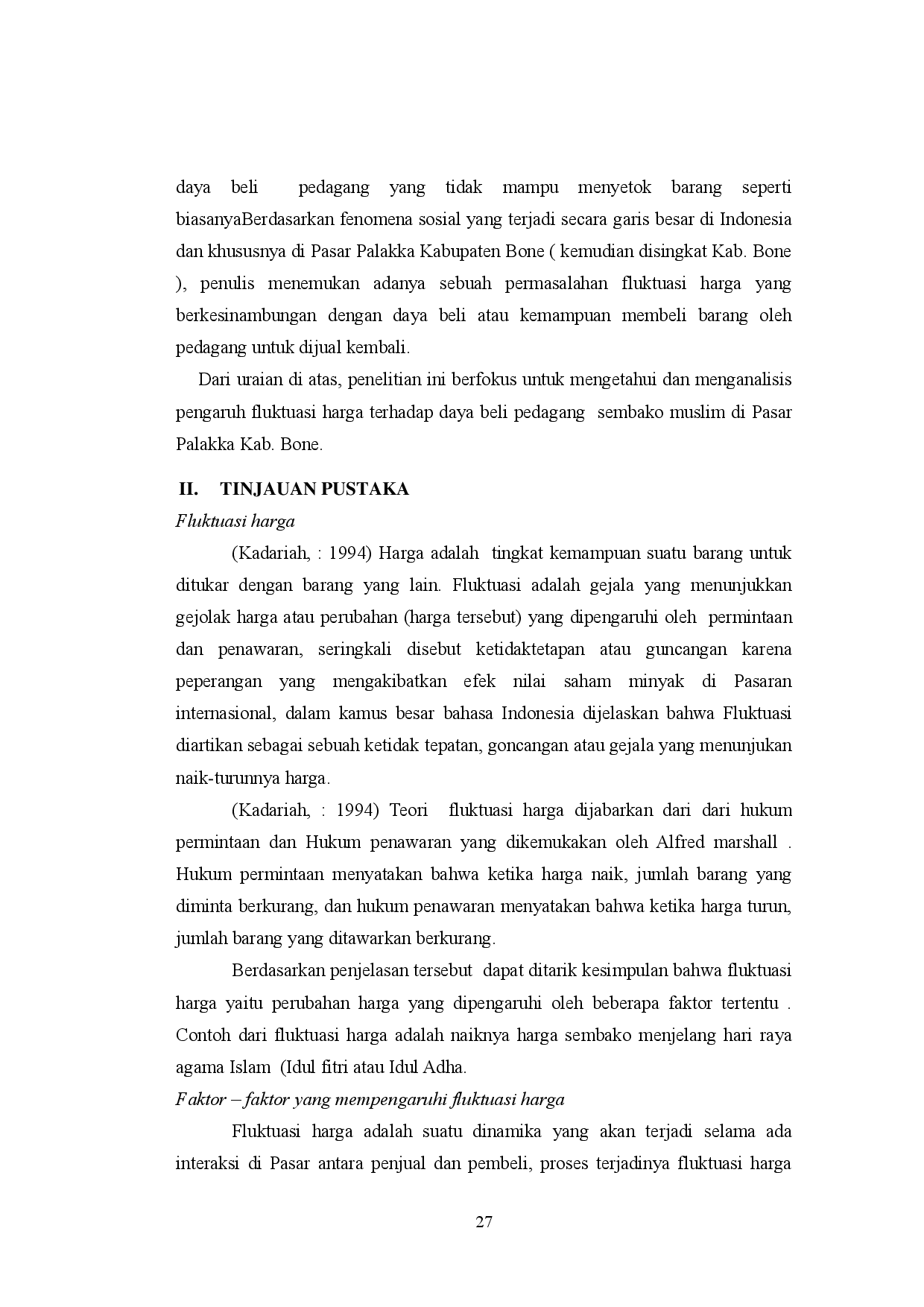 juris Pengaruh Fluktuasi Harga Terhadap Daya Beli Pedagang Sembako Muslim di Pasar Palakka Kab Bone