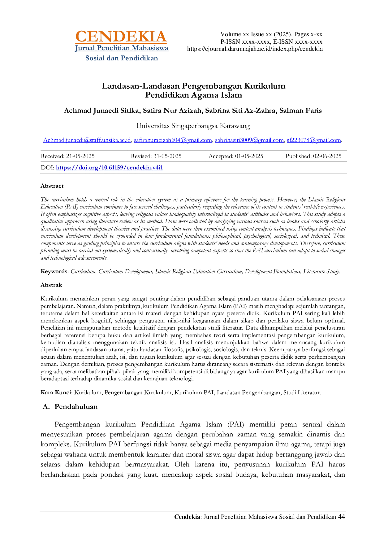 JURIS Landasan Landasan Pengembangan Kurikulum Pendidikan Agama Islam