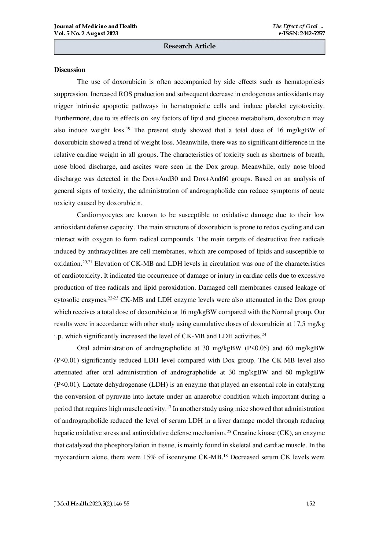 juris Efek Andrographolide Oral Terhadap Biomarker Jantung pada Tikus yang Diinduksi Doxorubicin